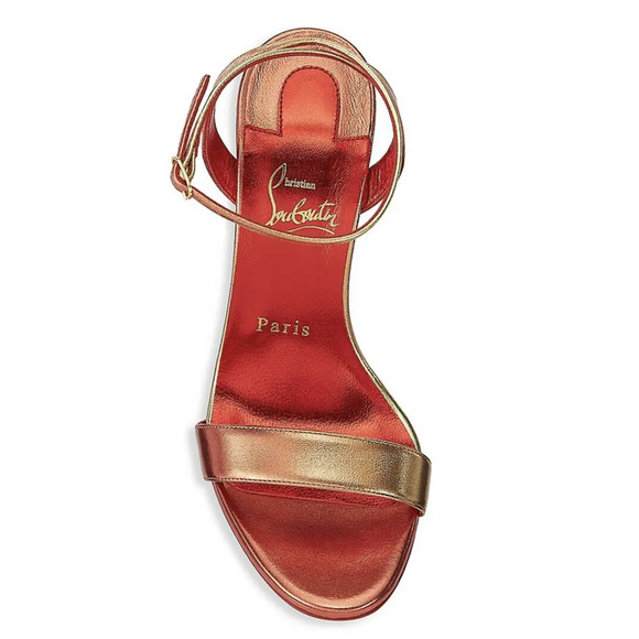 Christian Louboutin Loubigirl 100 Fiamma Red Ankle Strap Sandal Heel Pump 38.5 - Picture 6 of 12